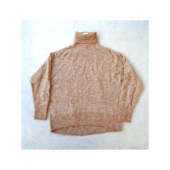 H&M Beige Wool Mohair blend Mélange Oversized Turtleneck Sweater. M NWT - Picture 2 of 6